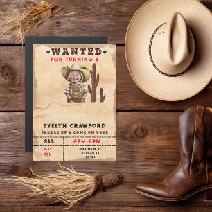 Invitation Magnétique Fille au cactus country western recherchée pour an