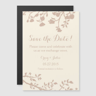 Invitation Magnétique Fleur Beige De Crème Ivoire Enregistrer L'Aimant D