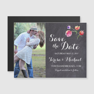 Invitation Magnétique Fleur d'aquarelle Chalkboard Enregistrer l'aimant 
