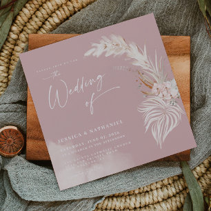 Invitation Magnétique Fleur Florale Bohème Rose Pâle Herbe des Pampas Mo