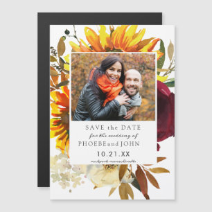 Invitation Magnétique Fleurs d'automne Enregistrer la date