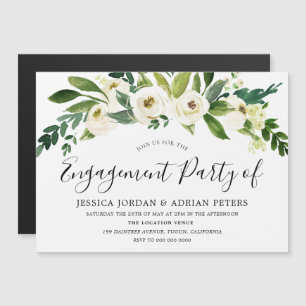 Invitation Magnétique Fleurs en fleurs blanches Partie d'engagement