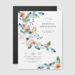 Invitation Magnétique Fleurs sauvages   Aquarelle Peinte à la main Anniv
