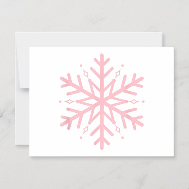 Invitation Magnétique Flocon de neige rose (Recto)