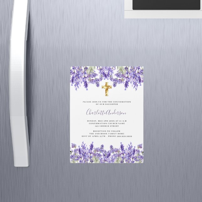 Invitation Magnétique Floraux violets de lavande traversant le luxe Conf (Créateur téléchargé)
