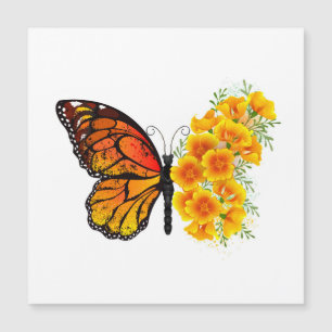 Invitation Magnétique Flower Butterfly with Yellow California Poppy