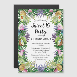 Invitation Magnétique Fruit tropical   Verdure Été Doux 16 Fête