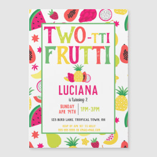 Invitation Magnétique Fruits à deux tti fête d'anniversaire 2 Anniversai