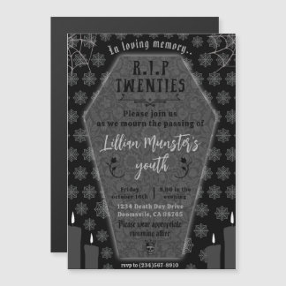 Invitation Magnétique Funérailles pour ma jeunesse Mort à mes 20 ans 30