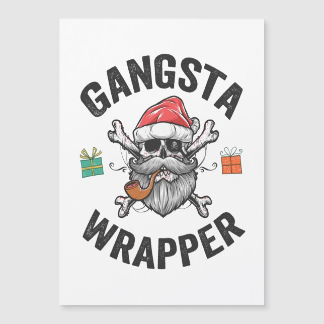 Invitation Magnétique Gangsta Wrapper Funny Christmas Père Noël Cadeau c (Devant)