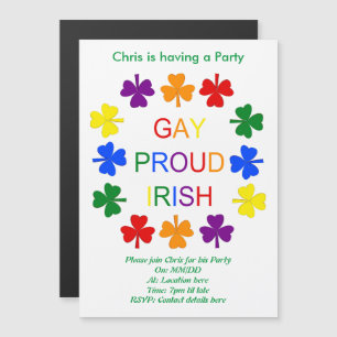 Invitation Magnétique Gay Fier irlandais LGBT Rainbow Shamrocks Custom
