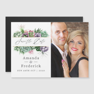 Invitation Magnétique Géométrie succulente de mariage à conserver pour l