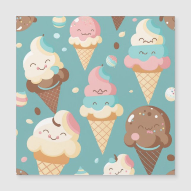 Invitation Magnétique Glace colorée mignonne (Devant)