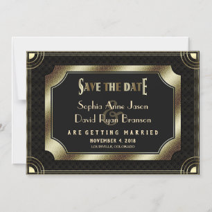 Invitation Magnétique Glam Vintage Gold Great Gatsby Art Déco Mariage