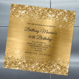 Invitation Magnétique Glittery Gold Foil 40e anniversaire