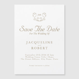 Invitation Magnétique Gold Calligraphy Tulip Enregistrer Le Mariage Date