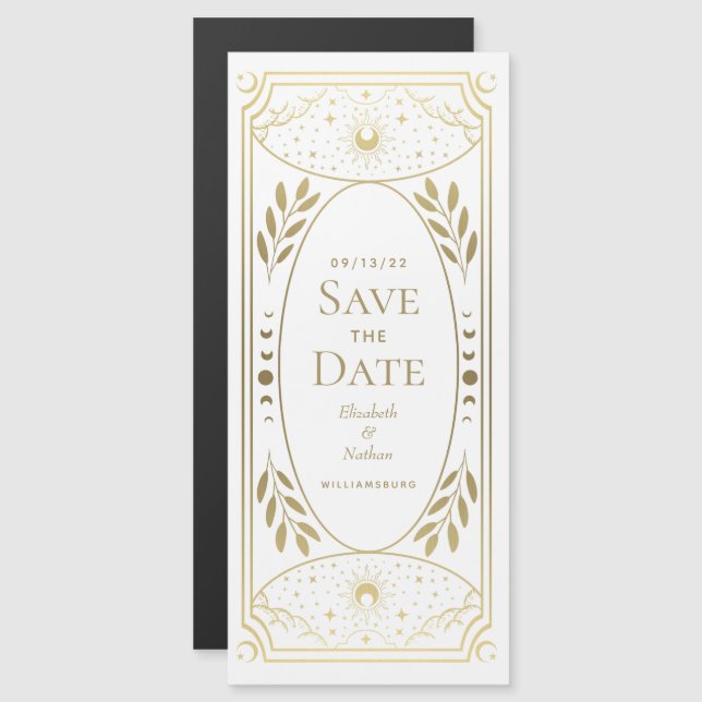 Invitation Magnétique Gold Elegant Mystical Tarot Card Enregistrer la da (Devant / Derrière)