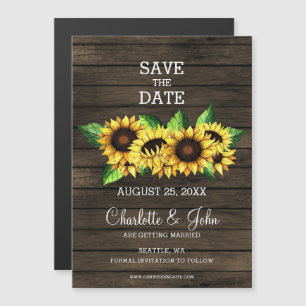 Invitation Magnétique grange bois tournesols pays rustique enregistrer l