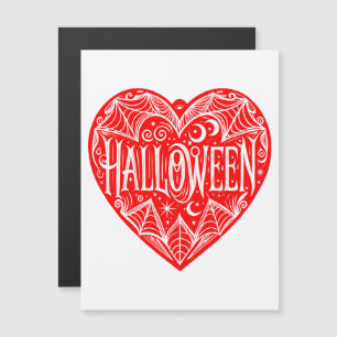 Invitation Magnétique Halloween Cœur, Cœur Rouge en Forme, Vacances