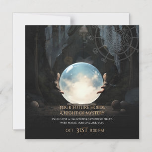 Invitation Magnétique Halloween mystique balle cristal Fortune Teller