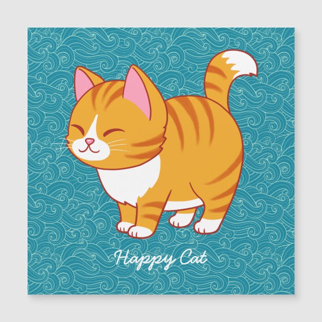 Invitation Magnétique Happy Cat Personnalisé (Devant)