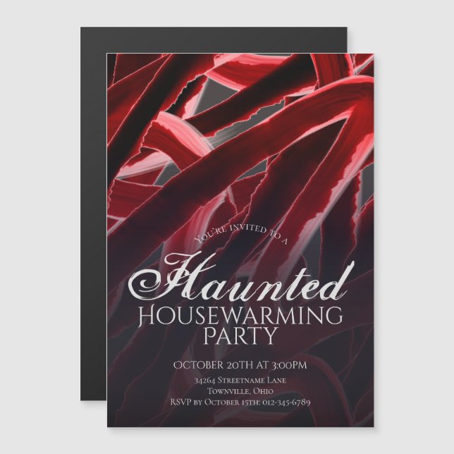 Invitation Magnétique Hauned Houseréchauffer Halloween Parti (Devant / Derrière)