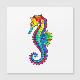 Invitation Magnétique Hippocampe polygonal arc-en-ciel