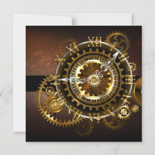 Invitation Magnétique Horloge Steampunk avec des engrenages anciens