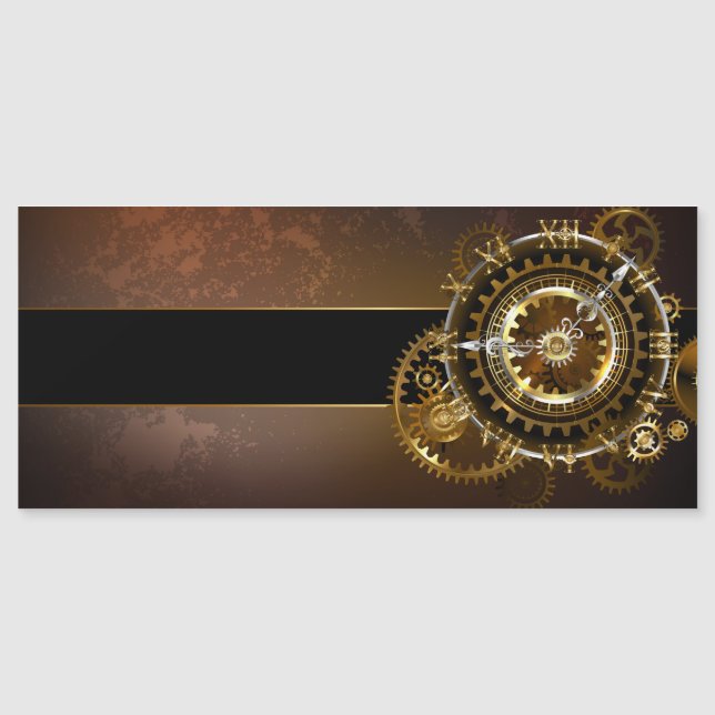 Invitation Magnétique Horloge Steampunk avec des engrenages anciens (Devant)