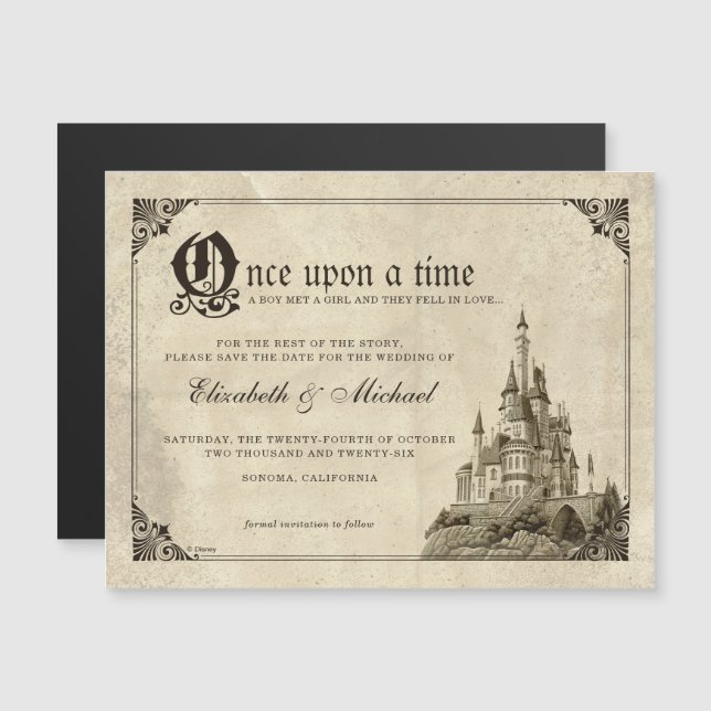 Invitation Magnétique Il était une fois | Fairy Tale Castle Enregistrer  (Devant / Derrière)