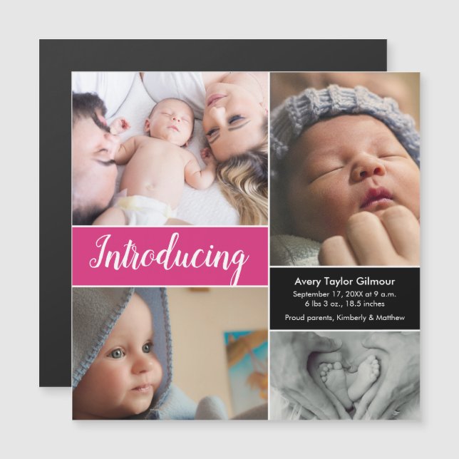 Invitation Magnétique "Introduire" Personnalisable Bébé magnétique Ann n (Devant / Derrière)