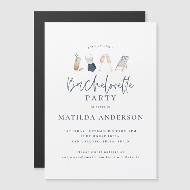 Invitation Magnétique Itinéraire de week-end de bachelorette pour les pe (Devant / Derrière)