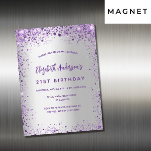 Invitation Magnétique Jour d'anniversaire violet violet violet luxe
