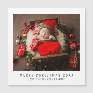 Invitation Magnétique Joyeux Noël Bébé Enfants Photo Conserver l'idée