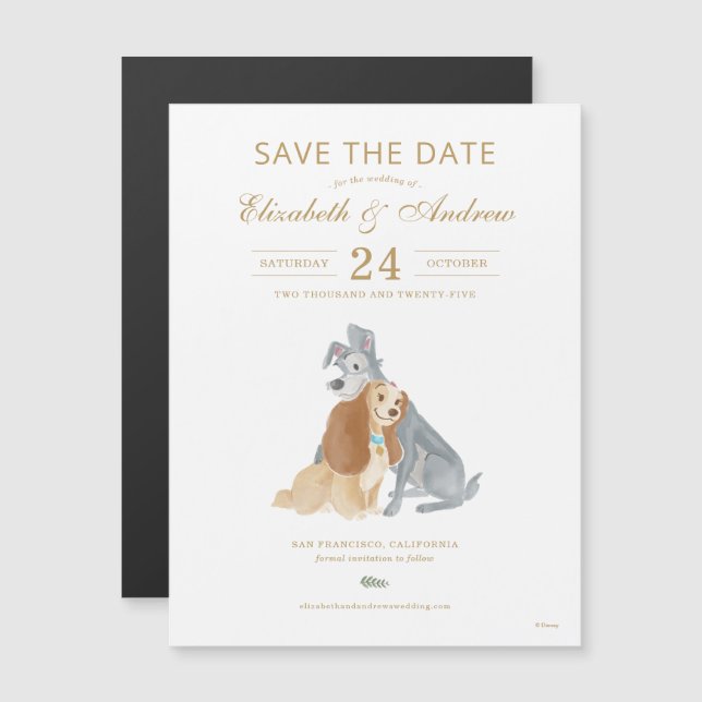 Invitation Magnétique La dame de Disney et le cambrioleur sauvez la date (Devant / Derrière)
