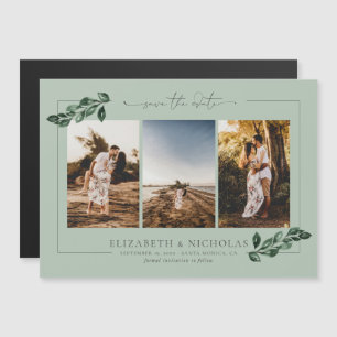 Invitation Magnétique La verdure botanique 3 Mariage photo Enregistrer