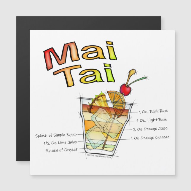 INVITATION MAGNÉTIQUE L'ART DE LA RECETTE DE MAI TAI COCKTAIL (Devant / Derrière)