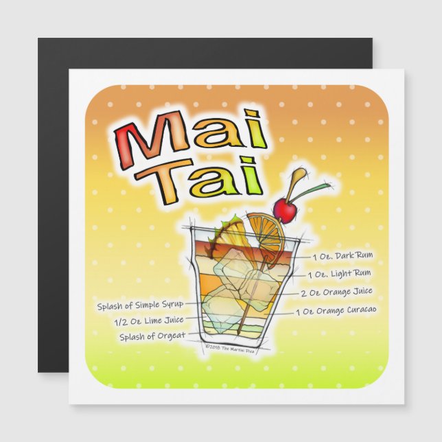 INVITATION MAGNÉTIQUE L'ART DE LA RECETTE DE MAI TAI COCKTAIL (Devant / Derrière)