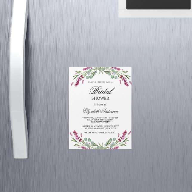 Invitation Magnétique Lavande de douche nuptiale luxe vert rose (Créateur téléchargé)