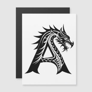 Invitation Magnétique Lettre A de style dragon, Alphabet Dragon, Monogra