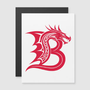 Invitation Magnétique Lettre B de style dragon, alphabet du dragon, mono