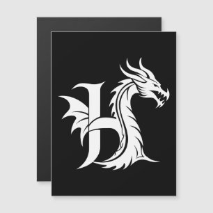 Invitation Magnétique Lettre de style dragon H, alphabet du dragon, mono