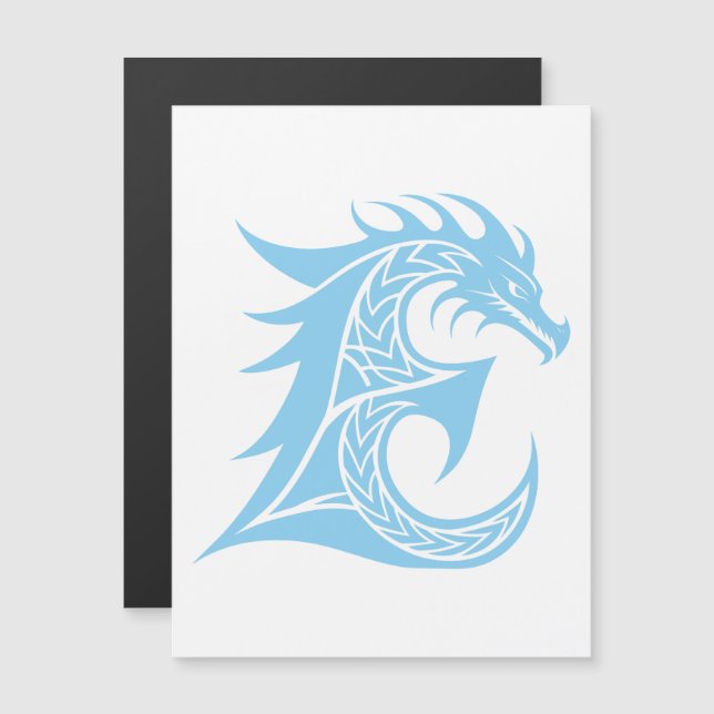 Invitation Magnétique Lettre E de style dragon, alphabet du dragon, mono (Devant / Derrière)