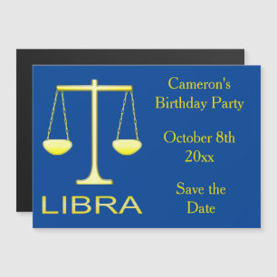 Invitation Magnétique Libra Golden Scales Star Sign Custom Enregistrer l