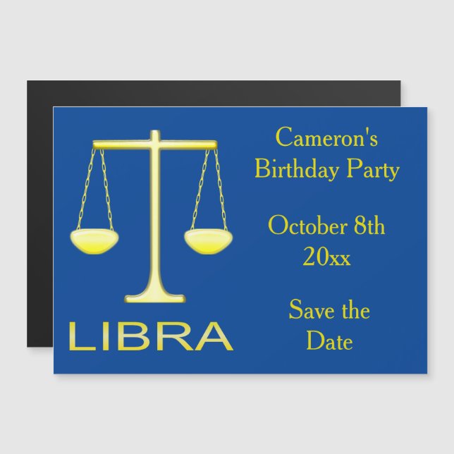 Invitation Magnétique Libra Golden Scales Star Sign Custom Enregistrer l (Devant / Derrière)