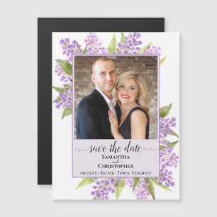 Invitation Magnétique Lilacs & Photo Lavender Wedding Enregistrer la dat