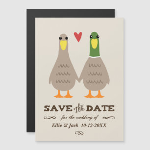 Invitation Magnétique Love Ducks Wedding Enregistrer la date