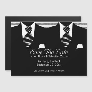 Invitation Magnétique M. et M. Suit et Cravate Gay Enregistrer la date M