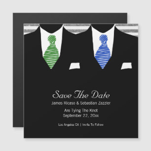 Invitation Magnétique M. et M. Suit et Cravate Gay Enregistrer la date M