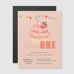 Invitation Magnétique Magnetic Sweet ONE, gâteau pour la fête d'annivers
